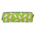 Cute Axolotl Print Leather Pencil Case With Metallic Zipper Pen Case