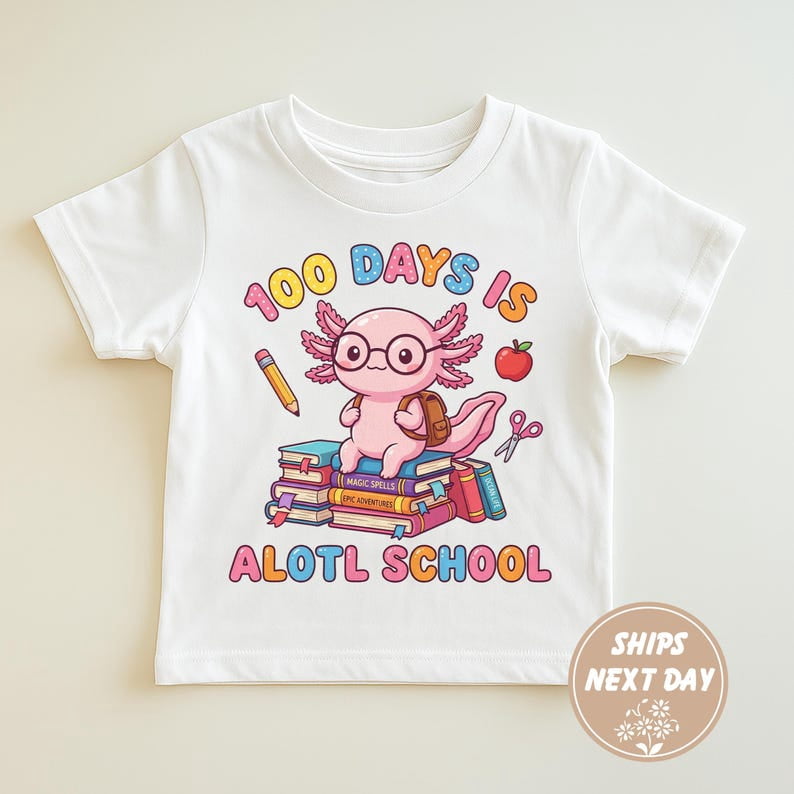 Cute Axolotl Student Illustration with Books, Pencil and School Icons ...