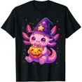 thumbnail image 1 of Cute Axolotl Witch Pumpkin Halloween Costumes Girls Kids T-Shirt, 1 of 8
