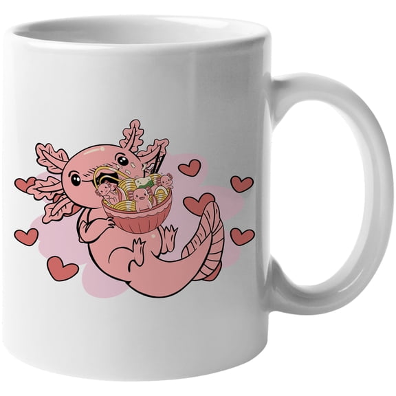 Cute Axolotl with Babies, White 11oz Ceramic Mug
