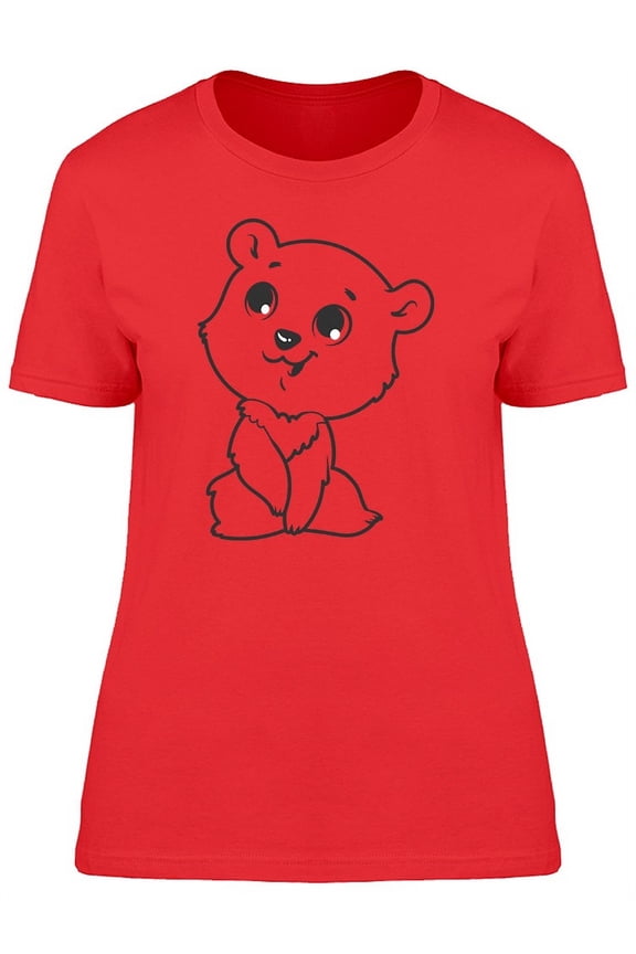 Cute Baby Bear Doodle Cartoon T-Shirt Women -Image by Shutterstock, Female Small