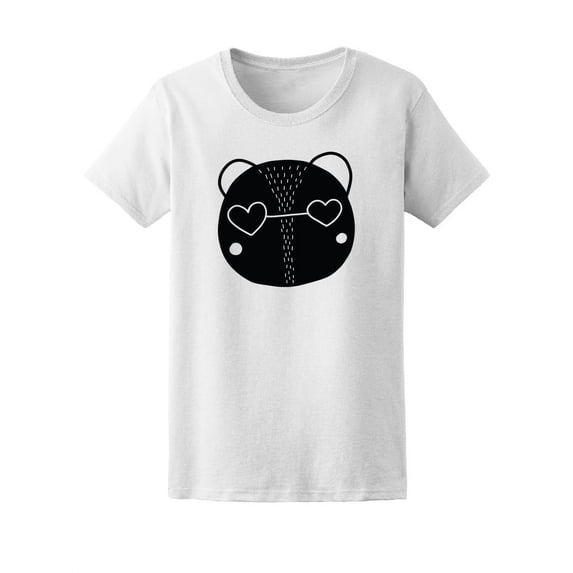 Cute Baby Bear & Hearts Cartoon T-Shirt Women -Image by Shutterstock, Female XX-Large