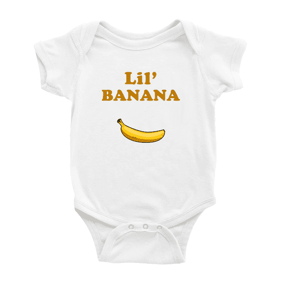 Cute Baby Bodysuit Lil' Banana Fruit Funny Boy & Gril Baby Clothes (White, 0-3 Months)