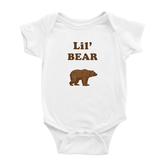 Cute Baby Bodysuit Lil' Bear Animal Funny Boy & Gril Baby Jumpsuit Infant Clothes (White, 18-24 Months)