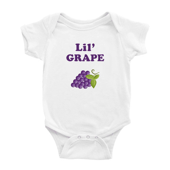 Cute Baby Bodysuit Lil Grape Fruit Funny Boy & Gril Baby One Piece (White, 0-3 Months)
