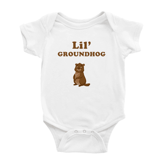 Cute Baby Bodysuit Lil' Groundhog Animal Funny Boy & Gril Baby Romper (White, 3-6 Months)