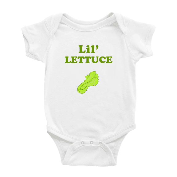 Cute Baby Bodysuit Lil' Lettuce Vegetable Funny Boy & Gril Jumpsuits (White, 12-18 Months)