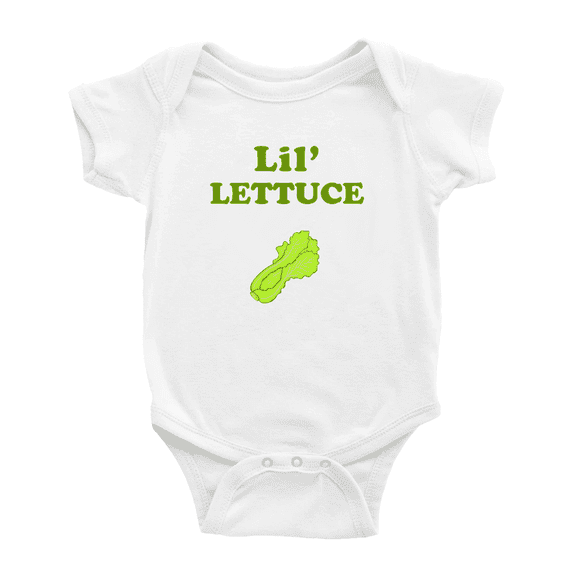 Cute Baby Bodysuit Lil' Lettuce Vegetable Funny Boy & Gril Jumpsuits (White, 18-24 Months)
