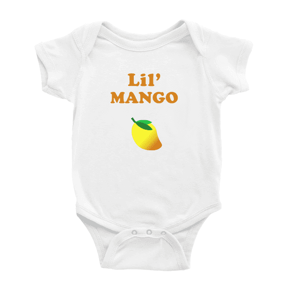 Cute Baby Bodysuit Lil' Mango Fruit Funny Boy & Gril Baby Rompers (White, 12-18 Months)