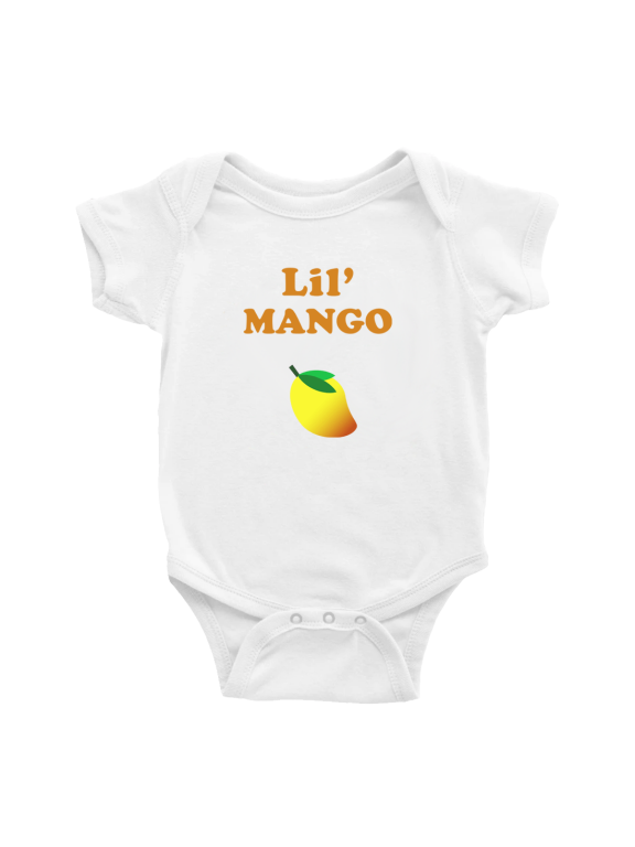 Cute Baby Bodysuit Lil' Mango Fruit Funny Boy & Gril Baby Rompers (White, 18-24 Months)
