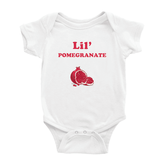 Cute Baby Bodysuit Lil' Pomegranate Fruit Funny Boy & Gril Baby Jumpsuit Bodysuit (White, 6-12 Months)