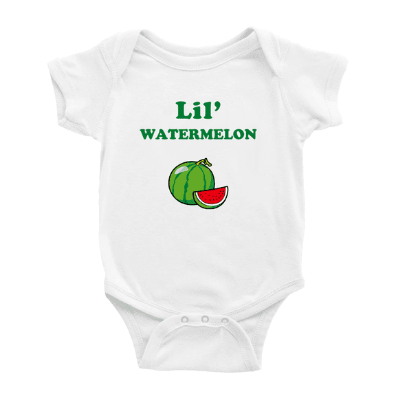 Cute Baby Bodysuit Lil' Watermelon Fruit Funny Boy & Girl Infant Romper Jumpsuit (White, 18-24 Months)