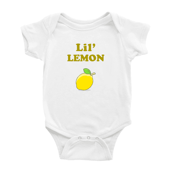 Cute Baby Bodysuit Lil lemon Fruit Funny Boy & Gril Baby Romper (White, 6-12 Months)