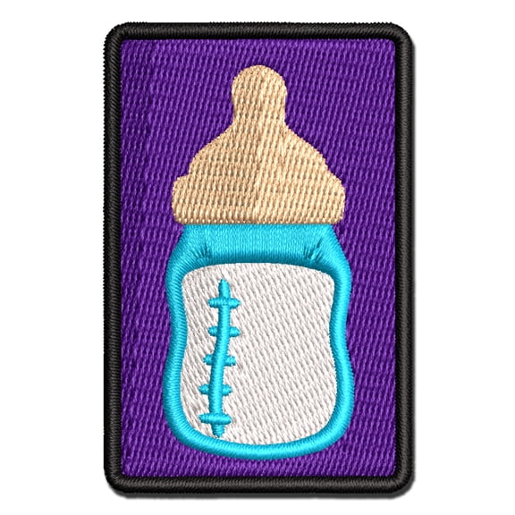 Cute Baby Bottle Applique Multi-Color Embroidered Hook & Loop Patch - 2.5 Inch Small