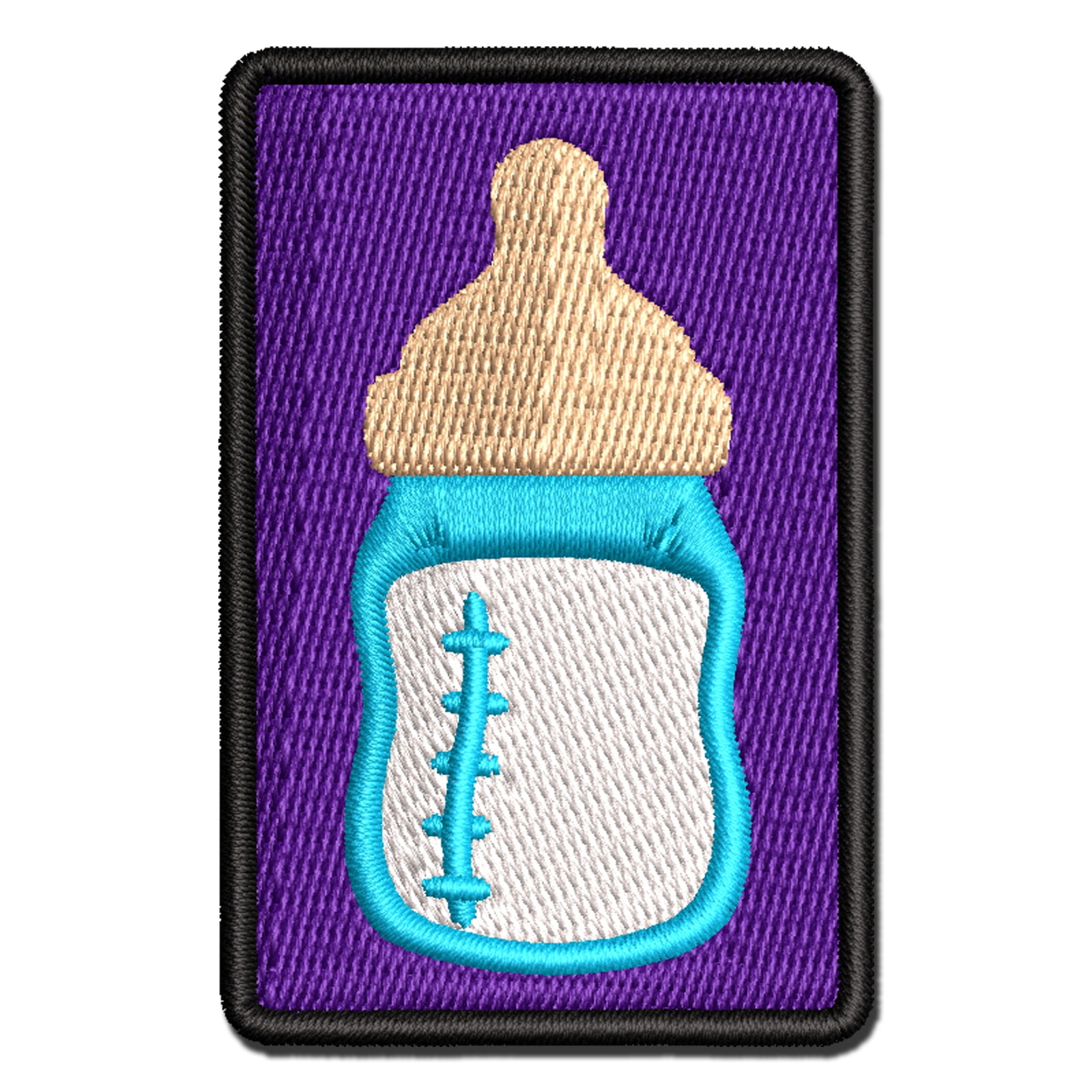 Cute Baby Bottle Applique Multi-Color Embroidered Hook & Loop Patch - 3.5 Inch Large