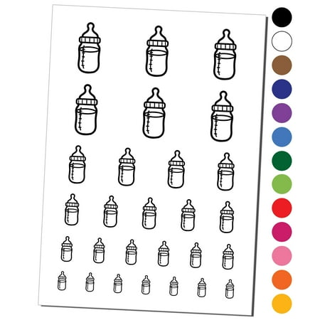 Cute Baby Bottle Water Resistant Temporary Tattoo Set Fake Body Art Collection - Purple