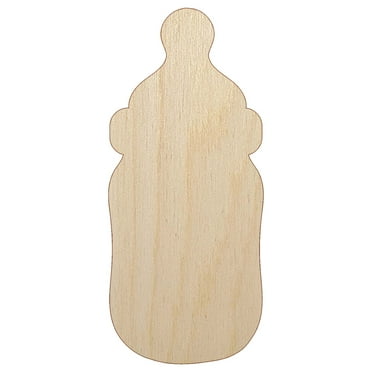 Cute Baby Bottle Wood Shape Unfinished Piece Cutout Craft DIY Projects - 4.70 Inch Size - 1/8 Inch Thick