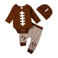 thumbnail image 1 of Cute Baby Boy Girl Clothes 3M 6M 12M 18M Newborn Infant Football Romper Onesie Pants Hat Fall Thanksgiving Outfits Clothing Set, 1 of 10