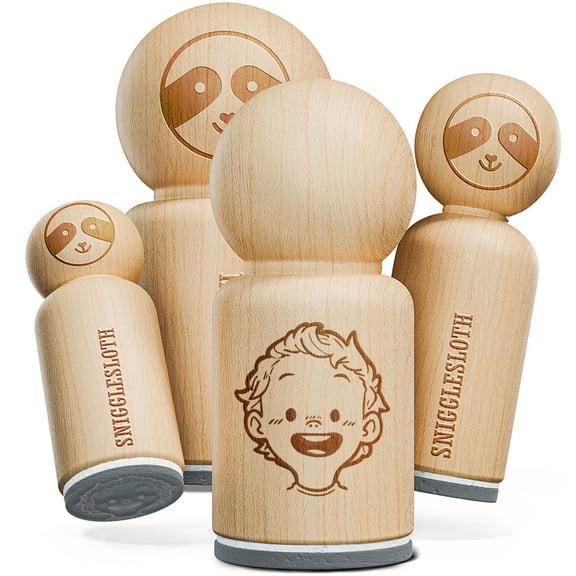 Cute Baby Boy Smile Cartoon Rubber Stamp for Stamping Crafting Planners - 1 Inch Medium