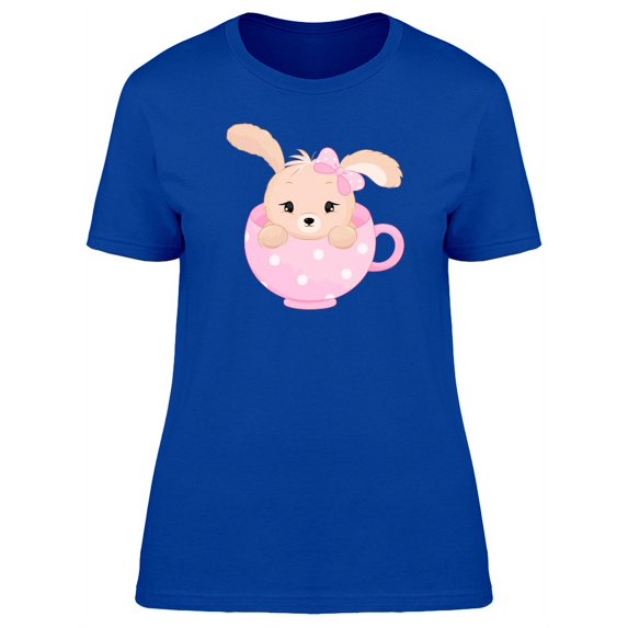 Cute Baby Bunny In A Cup T-Shirt Women -Image by Shutterstock, Female Medium