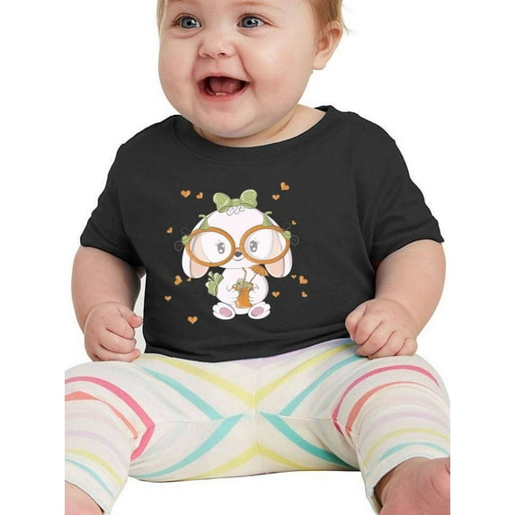 Cute Baby Bunny W Glasses T-Shirt Infant -Image by Shutterstock, 6 Months
