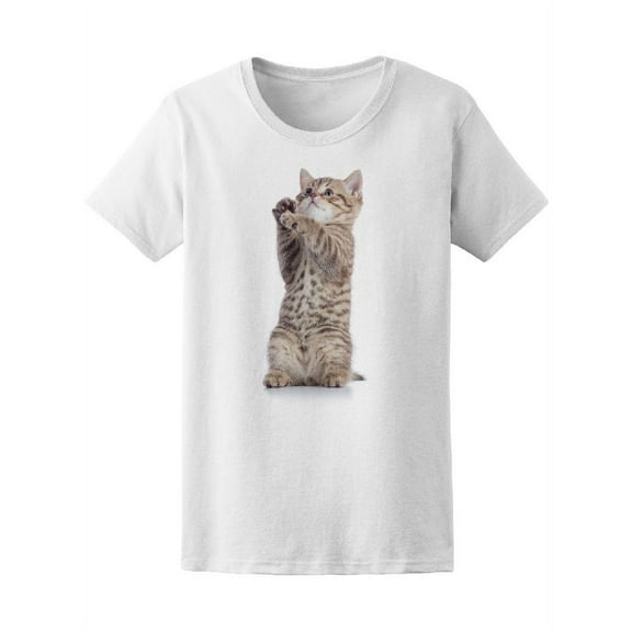 Cute Baby Cat Playing T-Shirt Women -Image by Shutterstock, Female Medium