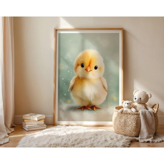 Cute Baby Chick Nursery Wall Art, Farm Animal Nursery Decor, Unframed Paper Poster 8x10in