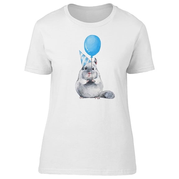 Cute Baby Chinchilla & Balloon T-Shirt Women -Image by Shutterstock, Female Large