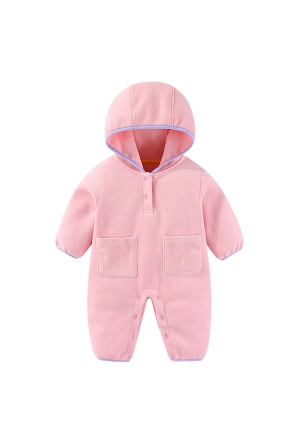 Cute Baby Clothes, Baby Bear Outfit, Children's Solid Color Newborn Crawling Suit Thick and Warm Jumpsuit Long Sleeved Hooded Baby Hoodie, 9 Months