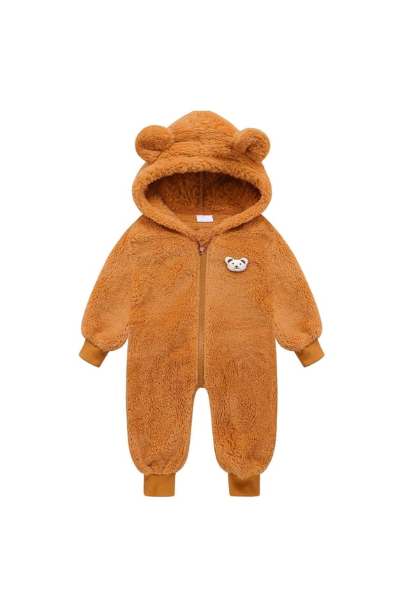 Cute Baby Clothes, Baby Bear Outfit, Toddler Boys Girls Fall and Winter Long Sleeved Printing ZipperJumpsuit Thickening Hoodie, 2 Years