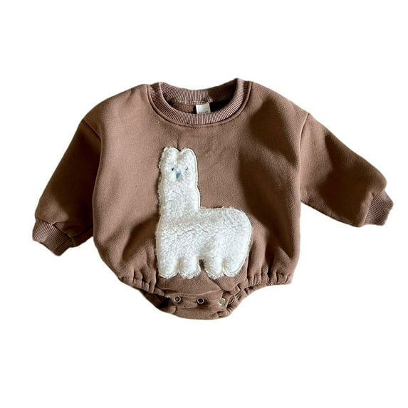 Cute Baby Clothes Bubble Romper Baby Boy Animal Print Long Sleeve Sweatshirt Bodysuit Fall Winter Outfit