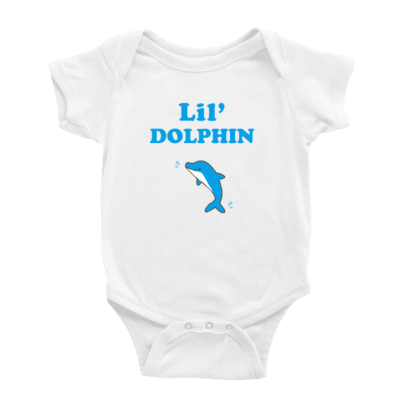 Cute Baby Clothes Lil' Dolphin Animal Funny Boy & Gril Unisex (White, 18-24 Months)