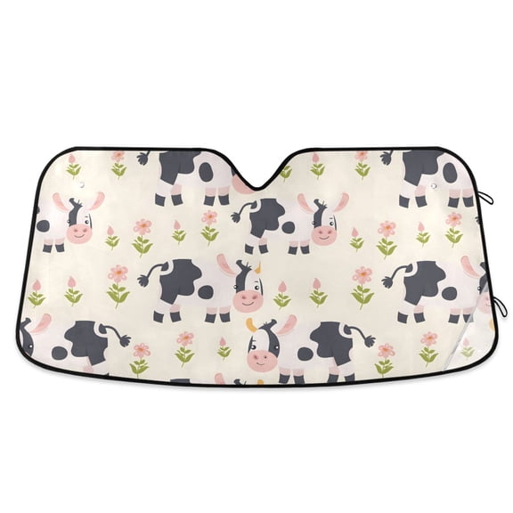 Cute Baby Cow Car Windshield Sun Shade Foldable Car Front Window Visor Heat and UV Protection 53x23.5