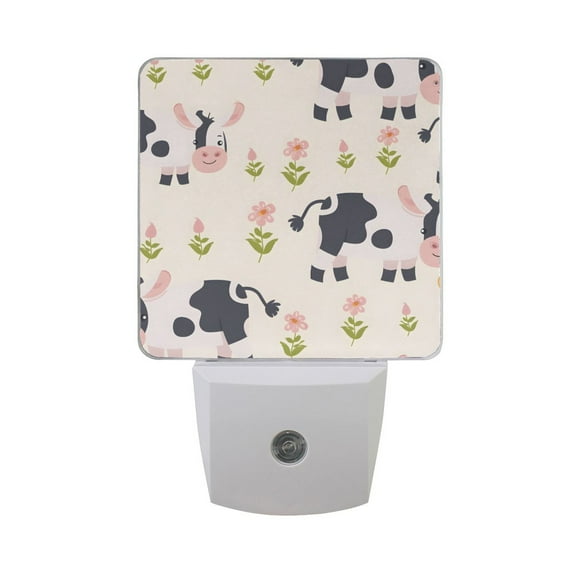 Cute Baby Cow Night Light 2 Pack LED Nightlight Plug into Wall Dusk to Dawn Sensor Soft White