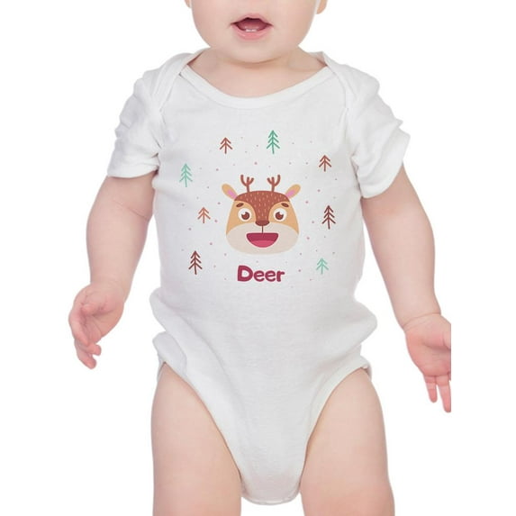 Cute Baby Deer Face Bodysuit Infant -Image by Shutterstock, Newborn