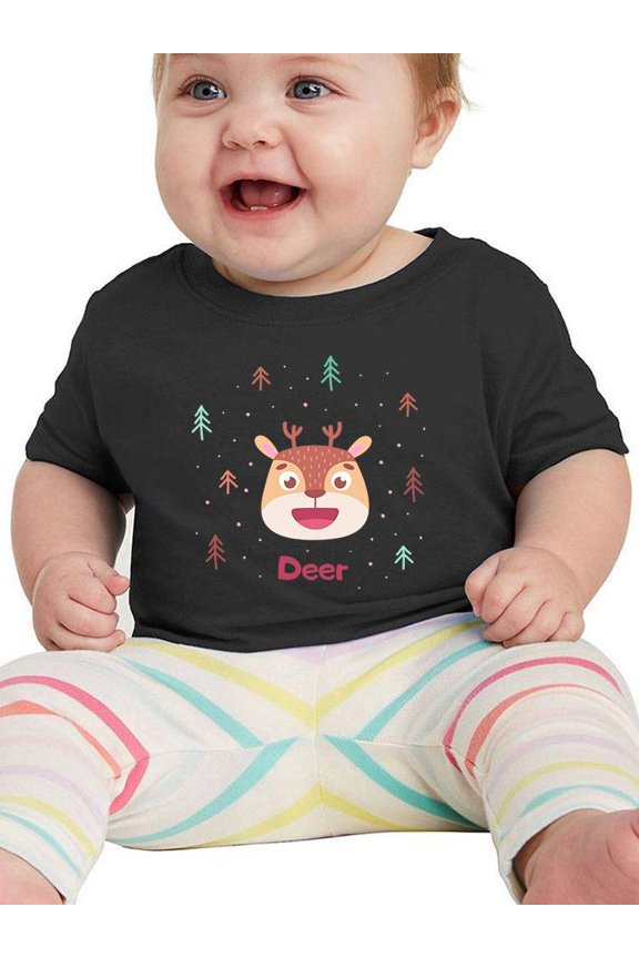 Cute Baby Deer Face T-Shirt Infant -Image by Shutterstock, 6 Months