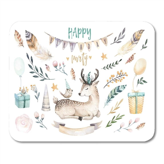 Cute Baby Deer Nursery for Children Bohemian Watercolor Mousepad Mouse Pad Mouse Mat 9x10 inch