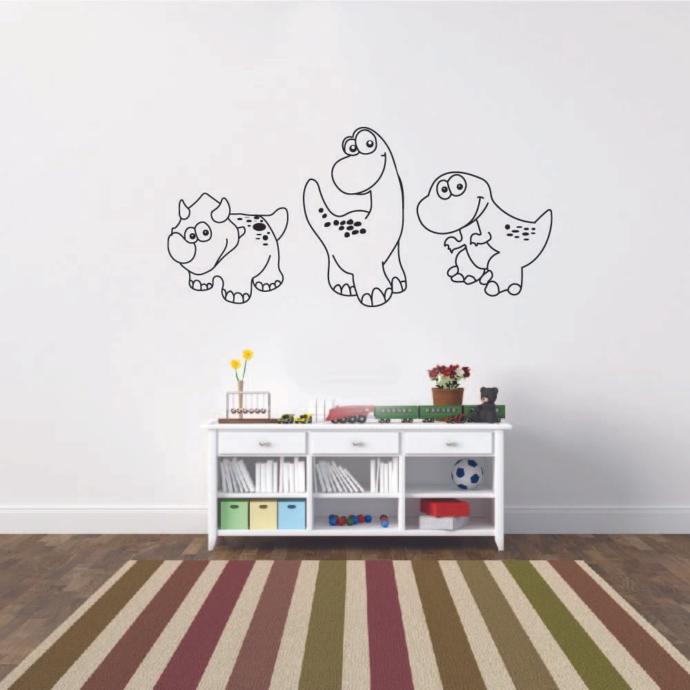 Cute Baby Dino Dinosaur Trex T-Rex Wall Sticker Art Decal for Girls Boys Kids Room Bedroom Nursery Kindergarten Garage House Fun Home Decor Stickers Wall Art Vinyl Decoration Size (27x30 inch)