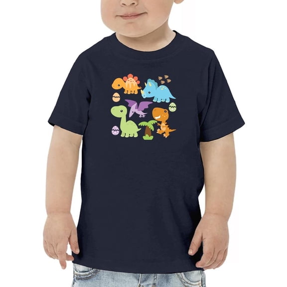 Cute Baby Dinosaur Art T - Toddler T-Shirt, Navy