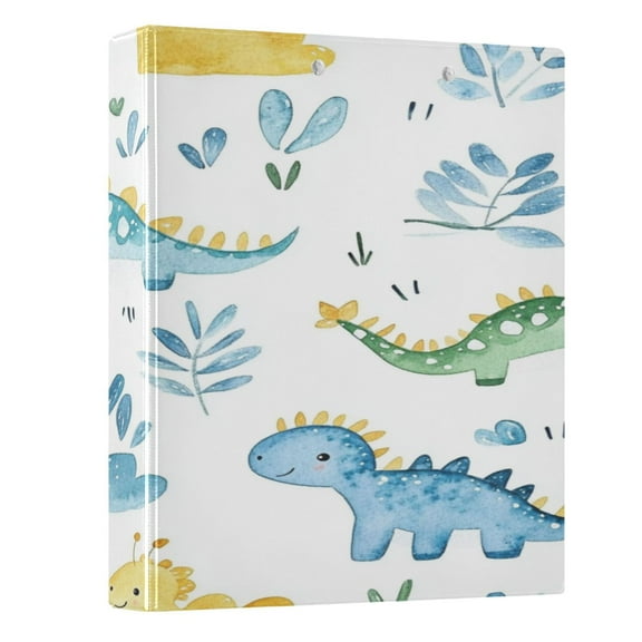 Cute Baby Dinosaur Pattern 3 Ring Hardcover Binders 1.5in Round Rings for Letter-Size Folder Paper Organizer Pockets for Office Student Recipe