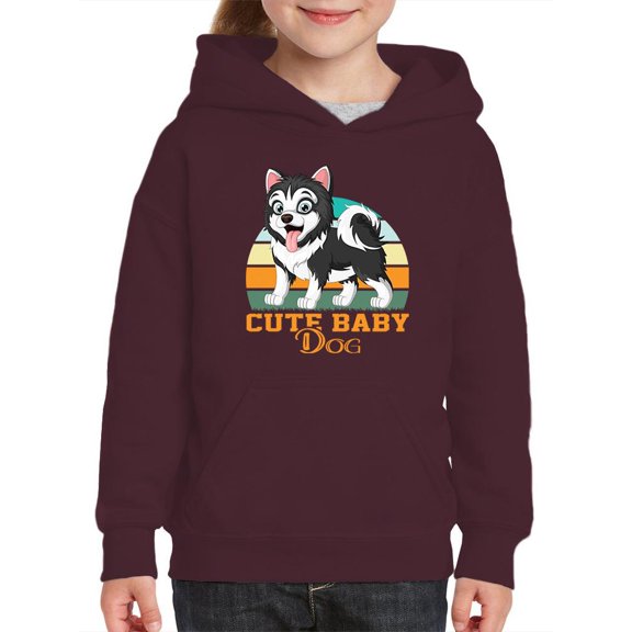 Cute Baby Dog Husky Hoodie Juniors -Image by Shutterstock, x-Large