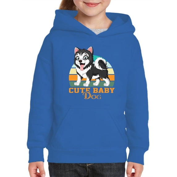 Cute Baby Dog Husky Hoodie Juniors -Image by Shutterstock, x-Large