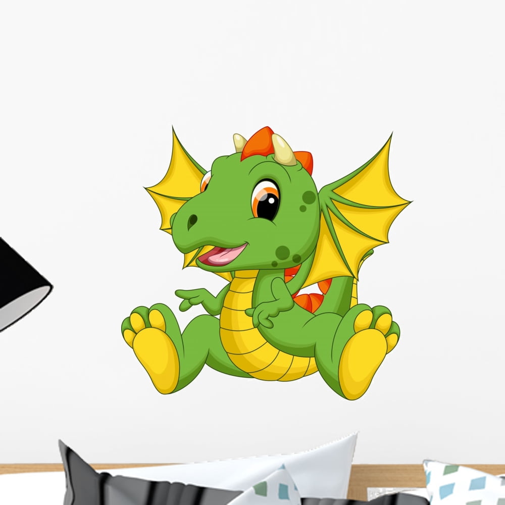 Cute Baby Dragon Cartoon Wall Mural by Wallmonkeys Peel and Stick ...