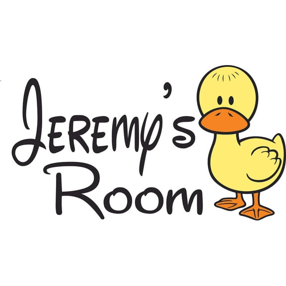 Cute Baby Duck Ducks Ducky Cartoon Customized Wall Decal - Custom Vinyl Wall Art - Personalized Name - Baby Girls Boys Kids Bedroom Wall Decal Room Decor Wall Stickers Decoration Size (12x20 inch)