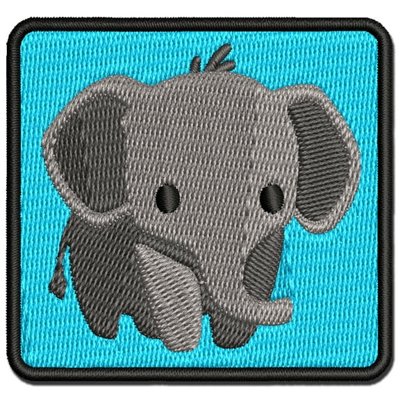 Cute Baby Elephant Applique Multi-Color Embroidered Hook & Loop Patch - 2.0 Inch Mini