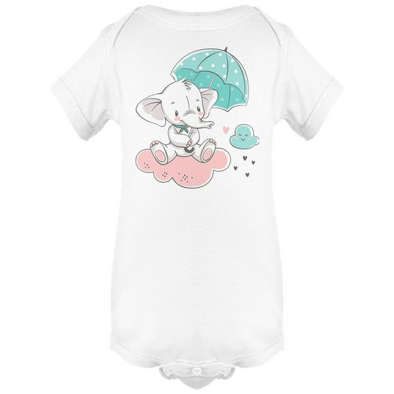 Cute Baby Elephant With Umbrella Bodysuit Infant -Image by Shutterstock,  6 Months