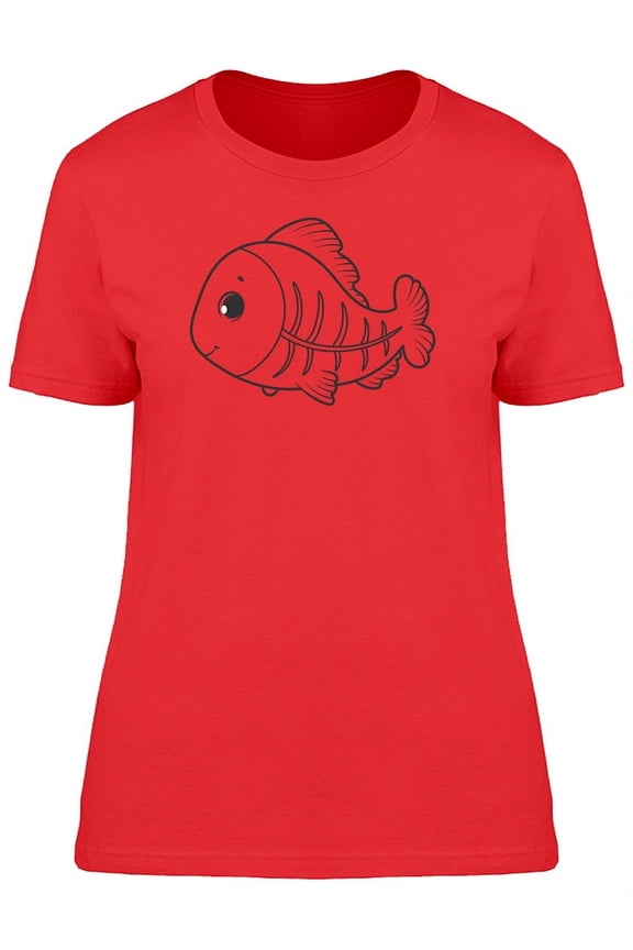 Cute Baby Fish Doodle Cartoon T-Shirt Women -Image by Shutterstock, Female x-Large