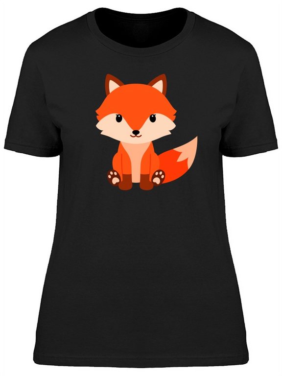 Cute Baby Fox Cartoon T-Shirt Women -Image by Shutterstock, Female Large