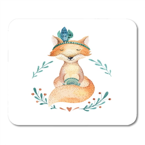Cute Baby Fox Nursery for Children Pattern Watercolorhand Mousepad Mouse Pad Mouse Mat 9x10 inch