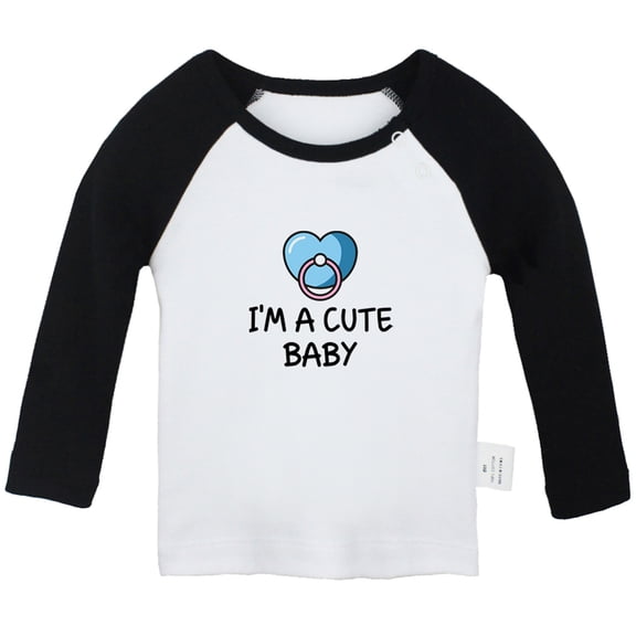 I'm A Cute Baby Funny T shirt For Baby, Newborn Babies T-shirts, Infant Tops, 0-24M Kids Graphic Tees Clothing (Long Black Raglan T-shirt, 12-18 Months)